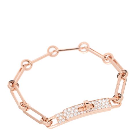 Hermes 18k Rose Gold Diamond Pave PM Kelly 